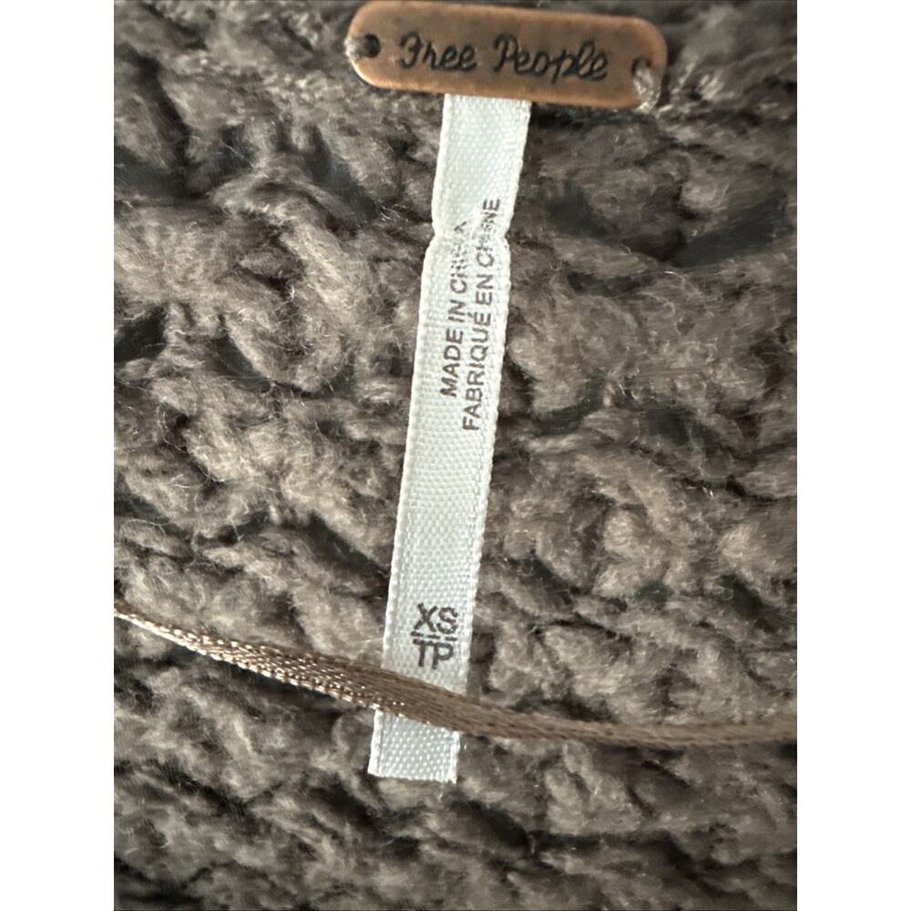 Free People Sweater Crashing Waves‎ Wool Blend Chunky Open Knit Cocoa Size XS - Picture 5 of 13